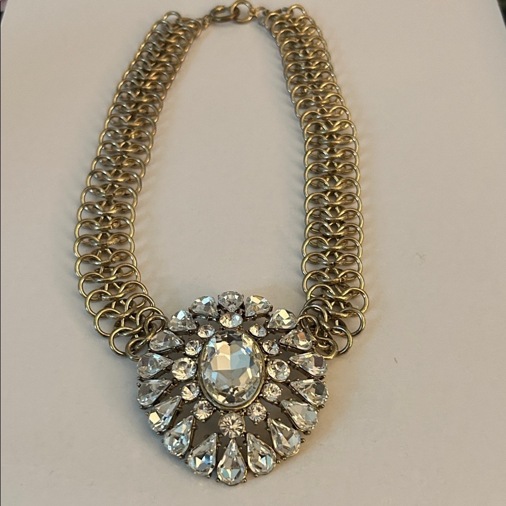 Y2K glamour chunky Statement Necklace 10 inches from clasp to bottom.